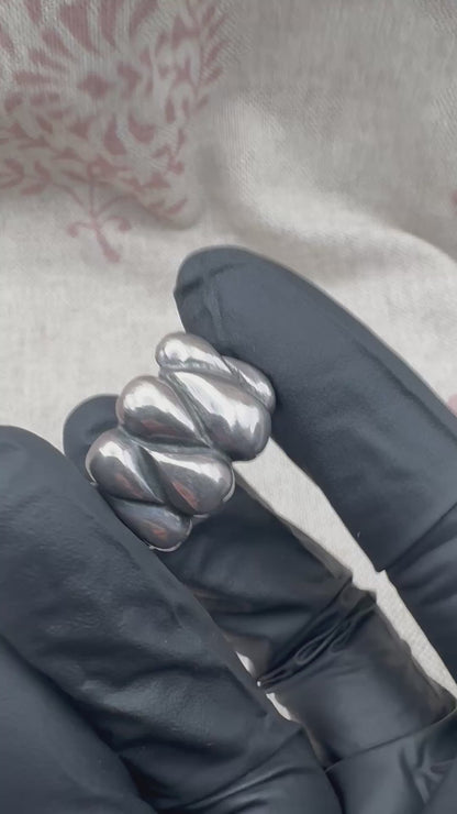 Silver sculptural teardrop ring, size P.5 (US 8)