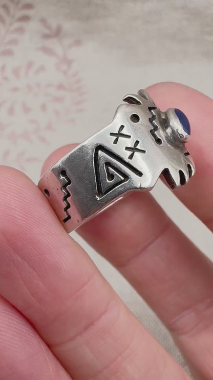 Mexican sterling silver abstract ring, size R.5 (US 9), hallmarked Edinburgh Import 1995