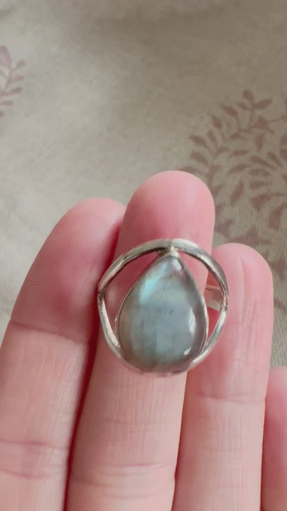 Silver Labradorite Ring, size M.5 (US 6.5)