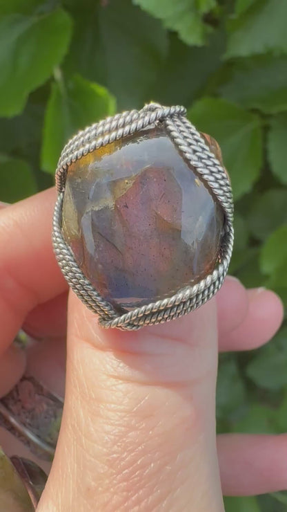 Iridescent labradorite ring, size O/7